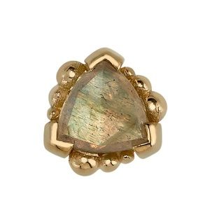 BVLA Beaded Trillion Push Pin End in Yellow Gold with Rose Cut labradorite
